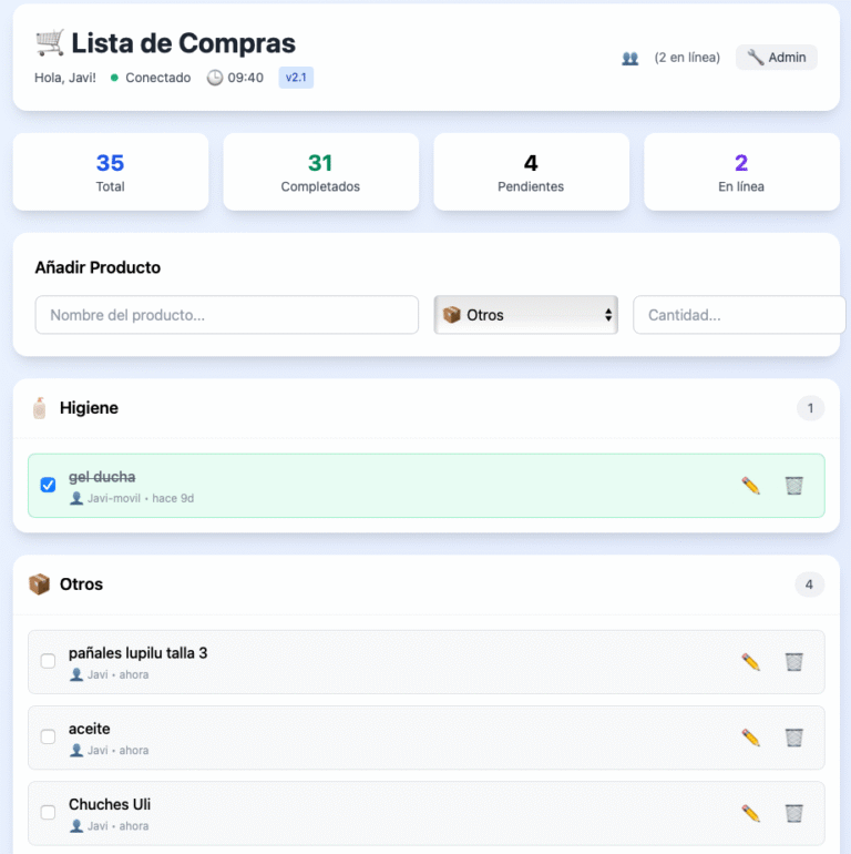 Aplicación de lista de la compra