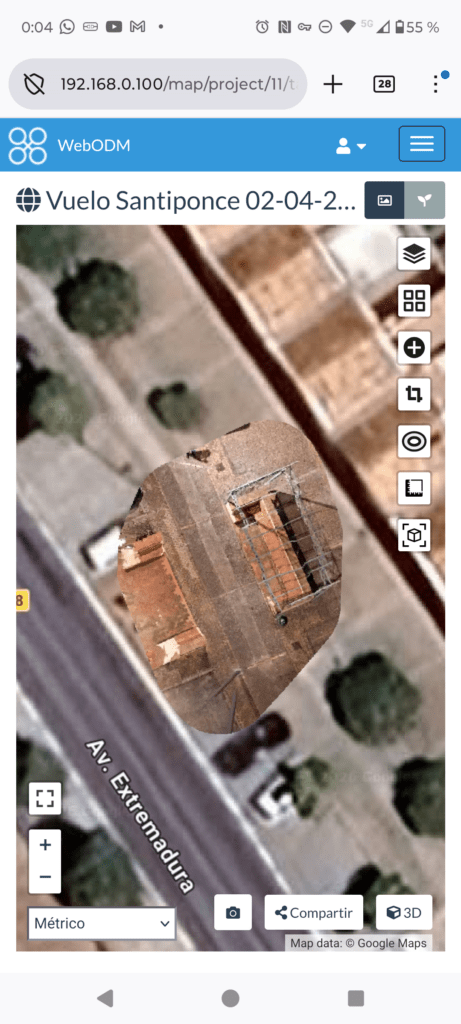 Ortofotografía sobre WebODM