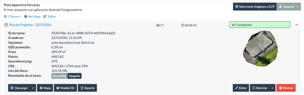 Primera misión generada en ODM