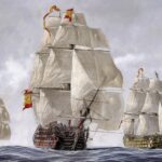 Carlos Parrilla. Navios de línea El santisima trinidad al frente, al la derecha el principe de asturias - copia